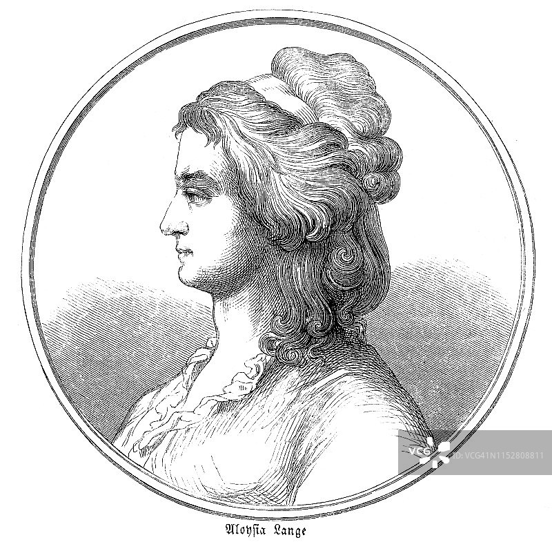 莫扎特的朋友玛丽亚·阿洛伊西亚·安东尼娅·韦伯·朗格，1777年图片素材