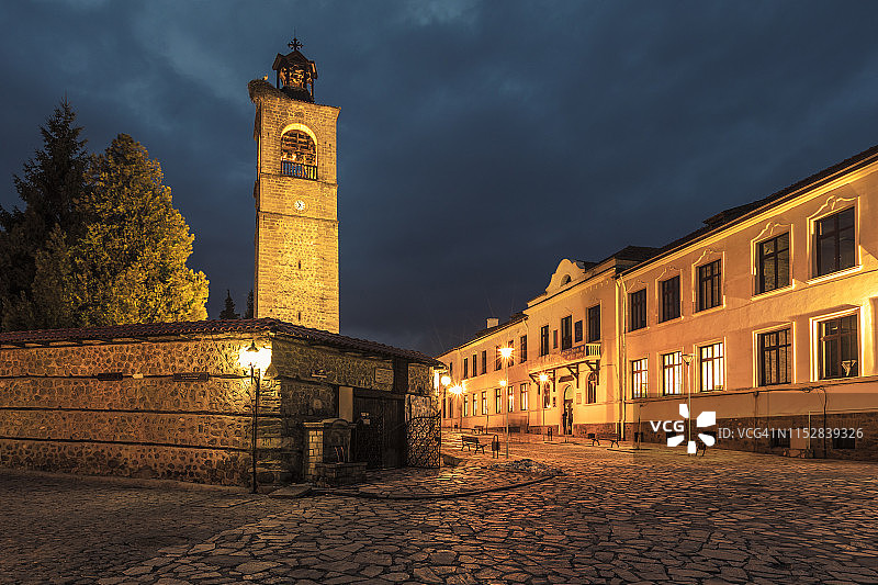 夜幕下的班斯科小镇图片素材
