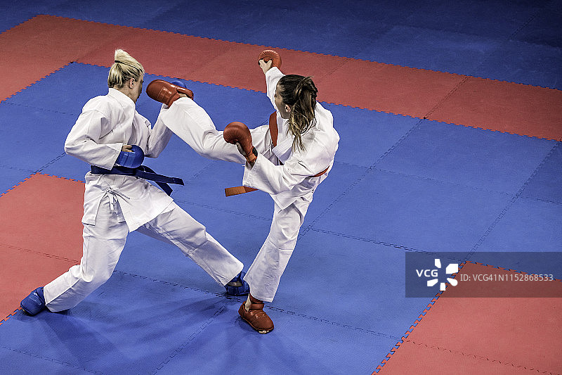 两位女士参加空手道比赛图片素材