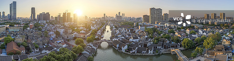 清名桥古运河景区鸟瞰图图片素材