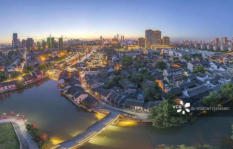 清名桥古运河景区鸟瞰图图片素材