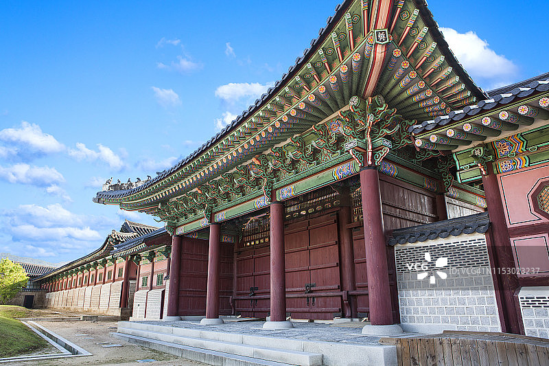 美丽的景福宫屋檐图案（丹青）图片素材