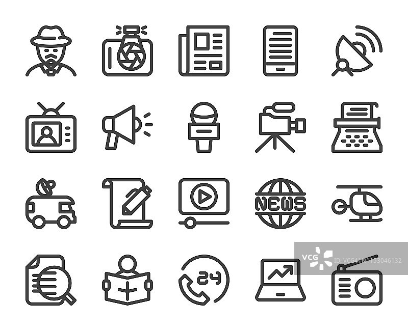 新闻记者粗线图标图片素材