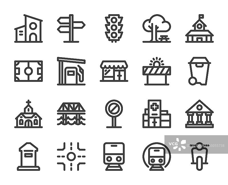 城市元素粗线条图标图片素材