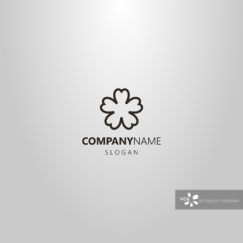 五瓣花朵绽放线条矢量logo图片素材