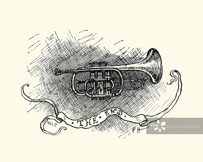 短号与末端卷轴设计元素图片素材