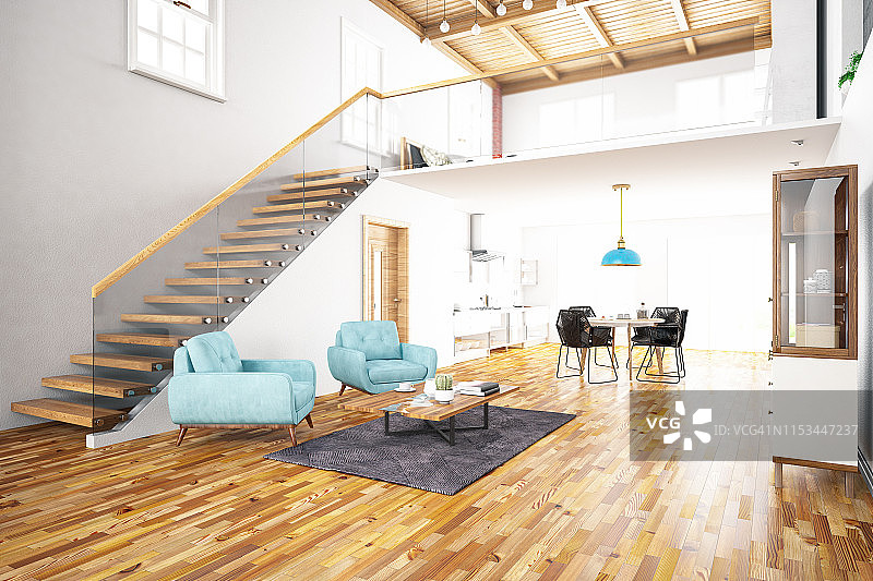 带夹层的阁楼房间图片素材