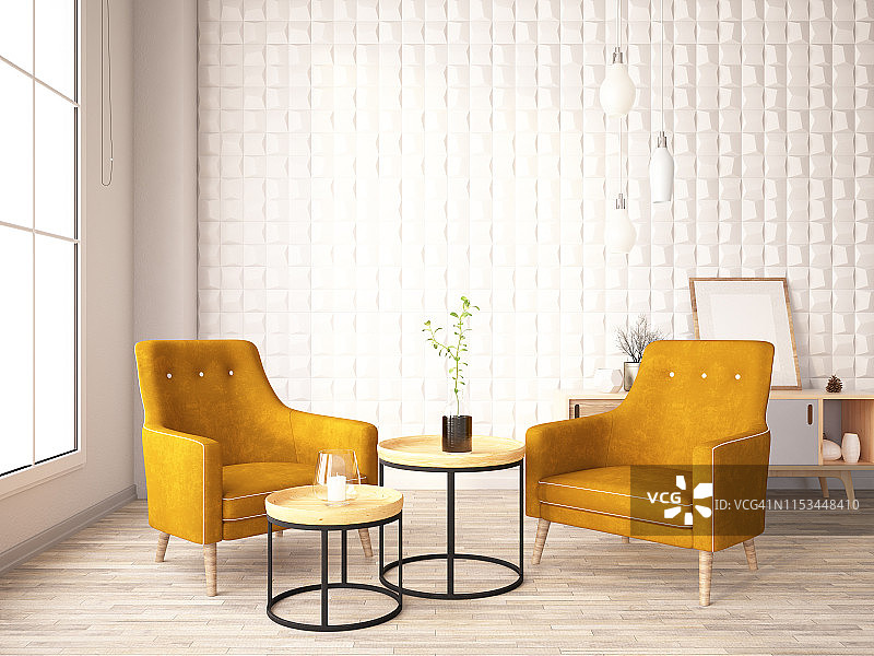 带扶手椅的室内景观图片素材