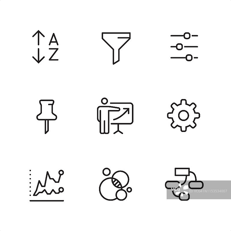 销售报告Pixel Perfect轮廓图标图片素材