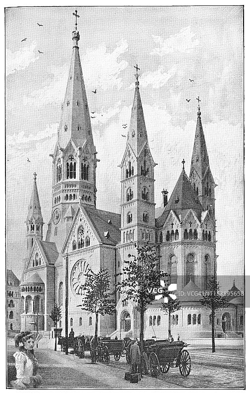 德国柏林威廉皇帝纪念教堂——19世纪德意志帝国图片素材