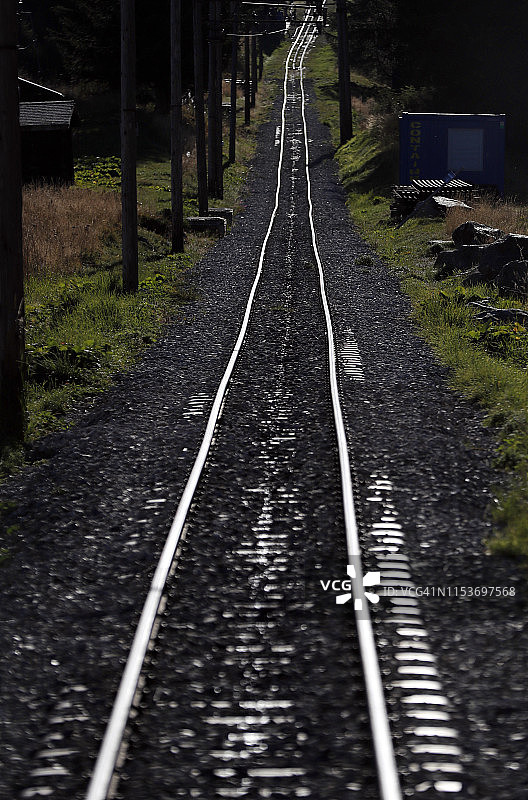 法国阿尔卑斯山：勃朗峰有轨电车，法国最高的山区铁路线，圣热尔韦，法国图片素材