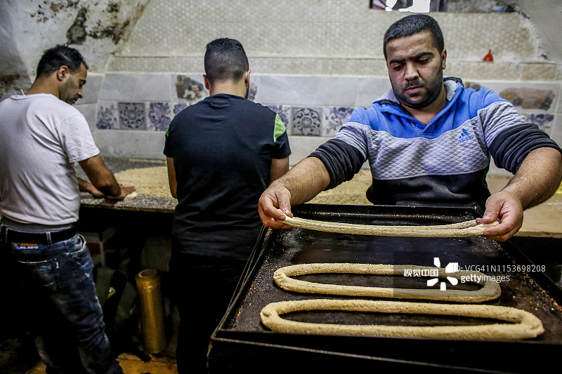 巴勒斯坦西岸纳布卢斯的烘焙店图片素材