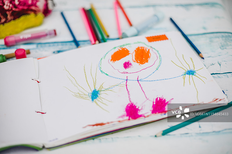 儿童蜡笔画图片素材