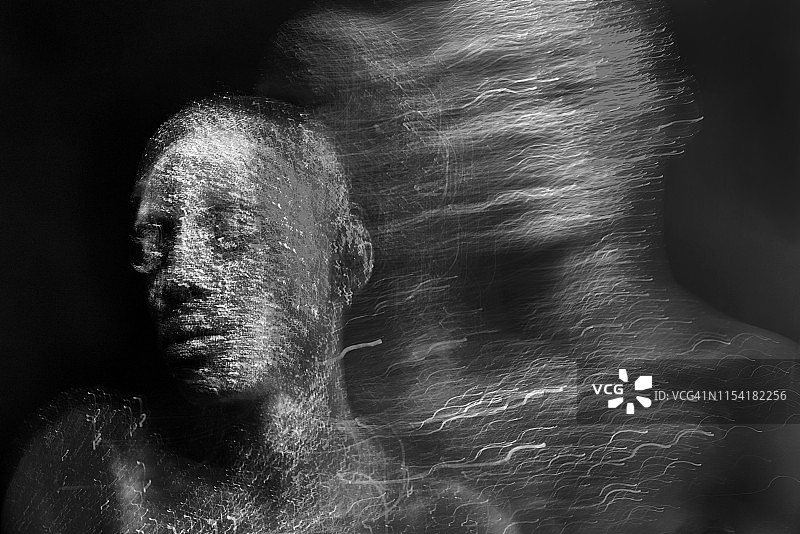 概念性正念黑白肖像图片素材