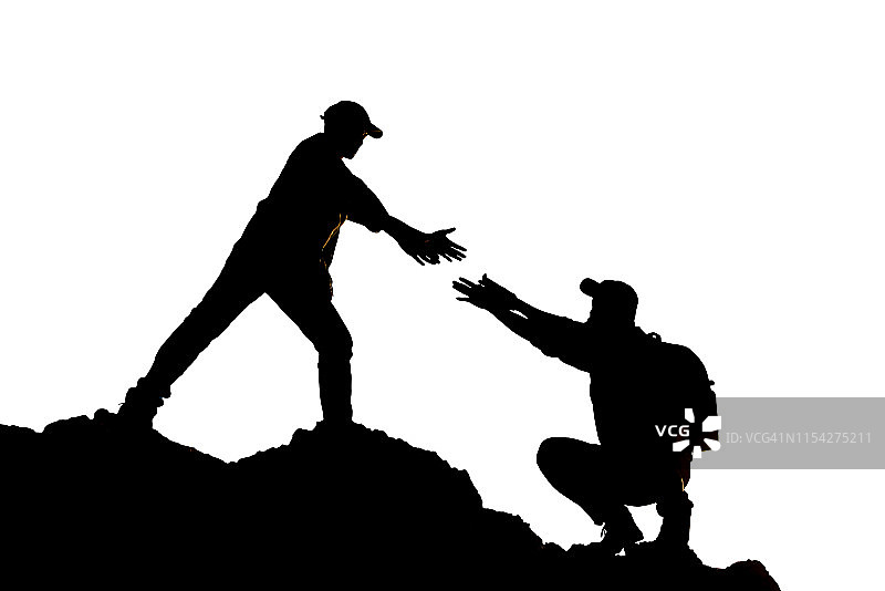 剪影：携手互助，团队合作图片素材