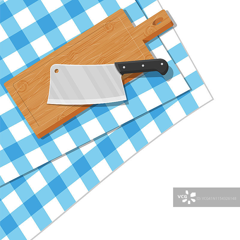 木制砧板与厨刀图片素材