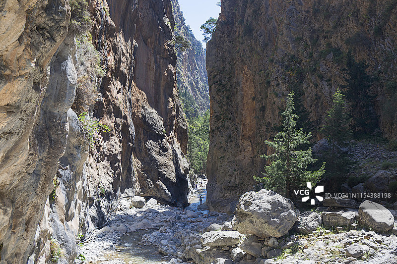 萨马利亚峡谷铁门：萨马利亚国家公园最窄点，位于希腊克里特岛阿吉亚鲁梅利图片素材
