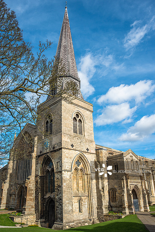 英格兰圣尼古拉斯教堂：15世纪英国最大的教区教堂，位于英格兰诺福克金斯林图片素材