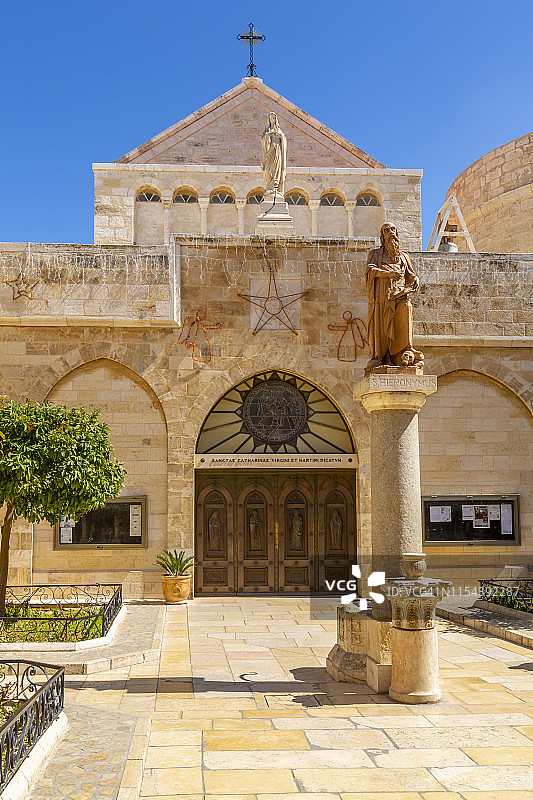 中东巴勒斯坦伯利恒，马槽广场圣诞教堂外观图片素材