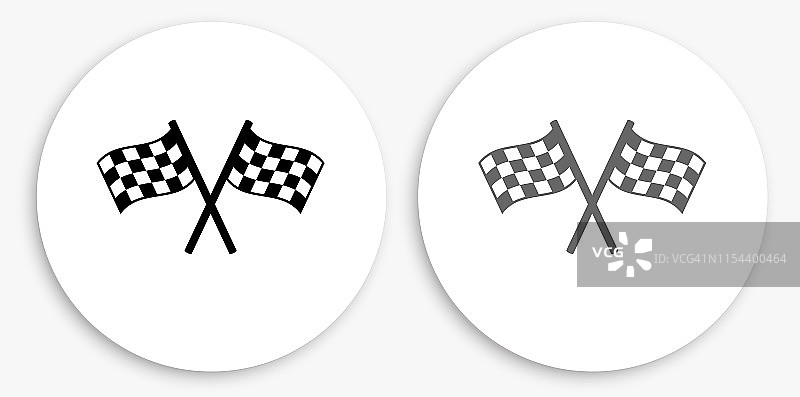 黑白赛车旗圆形图标图片素材