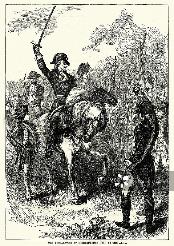 18世纪向军队宣读《独立宣言》图片素材