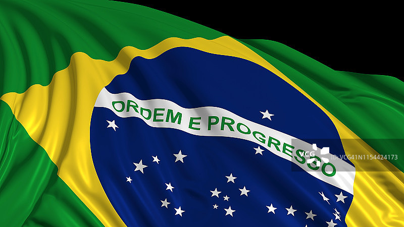在风中飘扬的巴西国旗3D渲染图片素材
