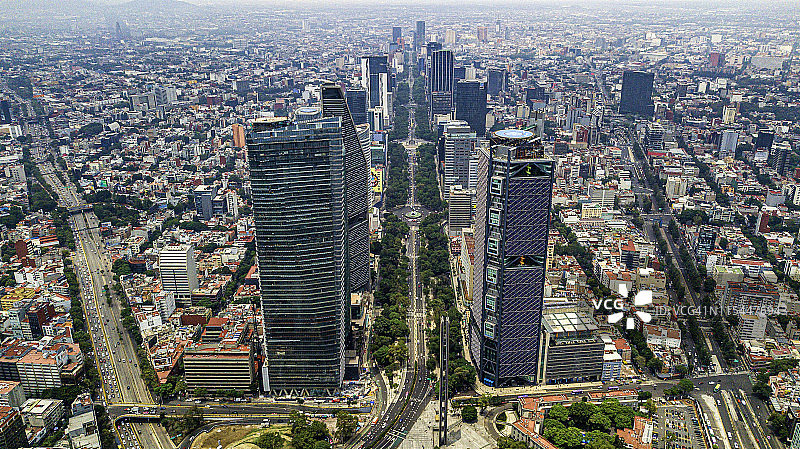 墨西哥城市改革大道现代天际线景观图片素材