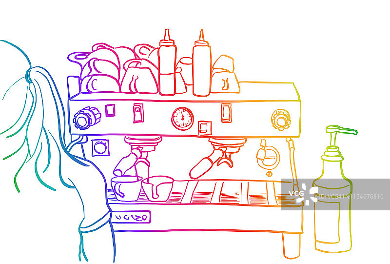 商用彩虹色浓缩咖啡机图片素材