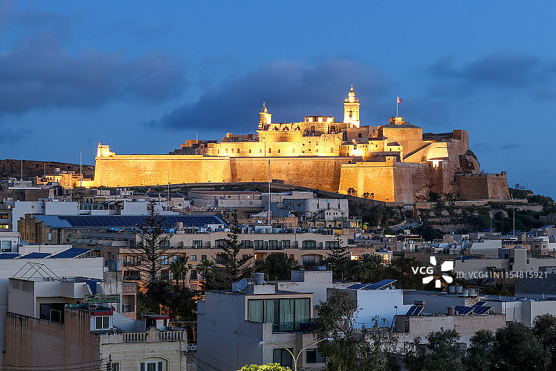 戈佐岛维多利亚城黎明时分的城堡（马耳他）图片素材