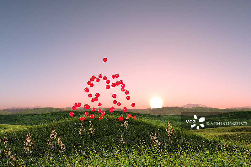 在草地上形成金字塔的奇幻明胶图片素材