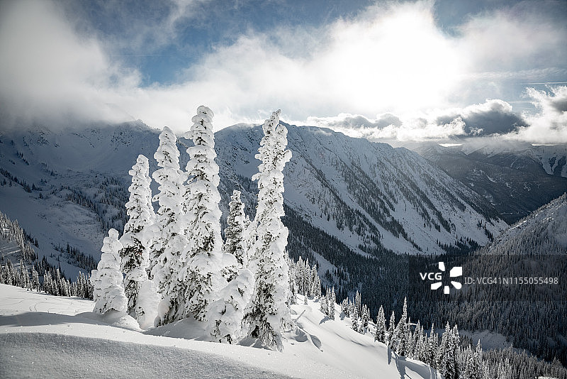 加拿大不列颠哥伦比亚省库特尼地区的雪景图片素材