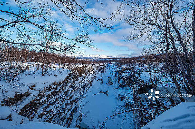 阿比斯库国家公园冬季景观，瑞典拉普兰基律纳图片素材