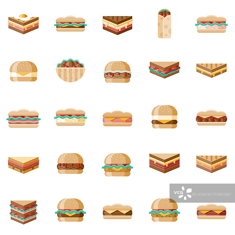 三明治图标集图片素材