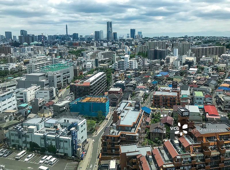 阴天下的横滨航拍图片素材