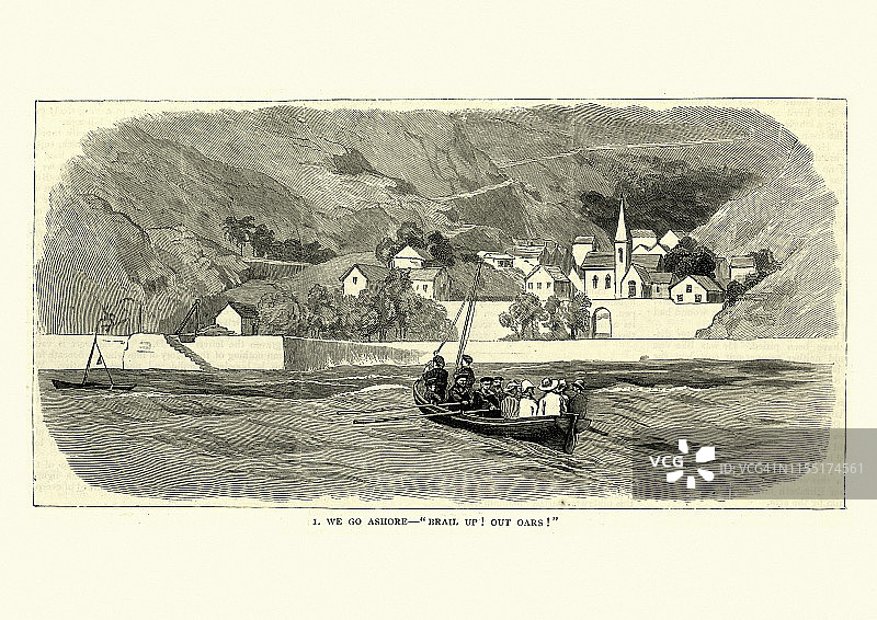 19世纪在圣赫勒拿岛登陆图片素材