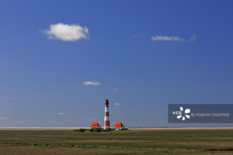 韦斯特海弗桑灯塔（石勒苏益格-荷尔斯泰因瓦登海国家公园）图片素材