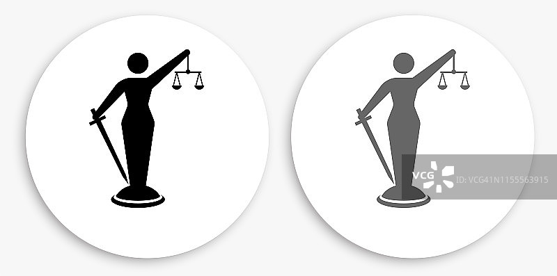 黑白正义女神圆形图标图片素材