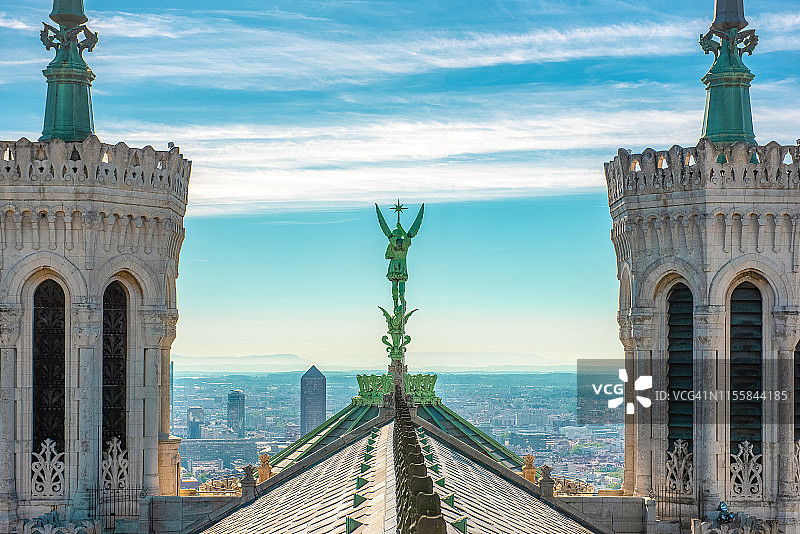 法国里昂富维耶教堂顶部全景图片素材
