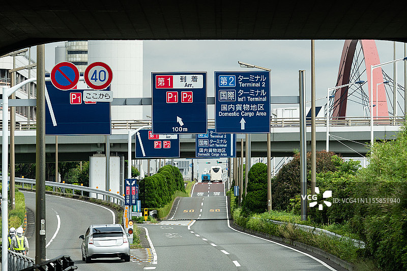 前往日本东京羽田国际机场航站楼的路线图片素材