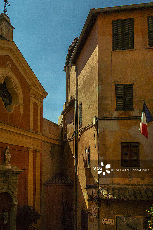 法国普罗旺斯-阿尔卑斯-蓝色海岸 Roquebrune-Cap-Martin 老街风光图片素材