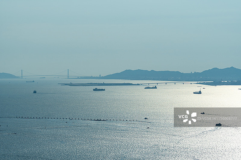 神户明石海峡大桥与机场图片素材