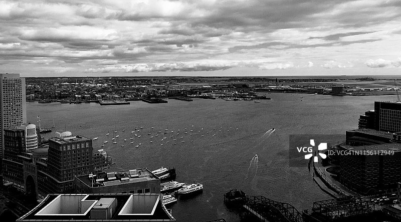 高角度拍摄的波士顿天际线图片素材