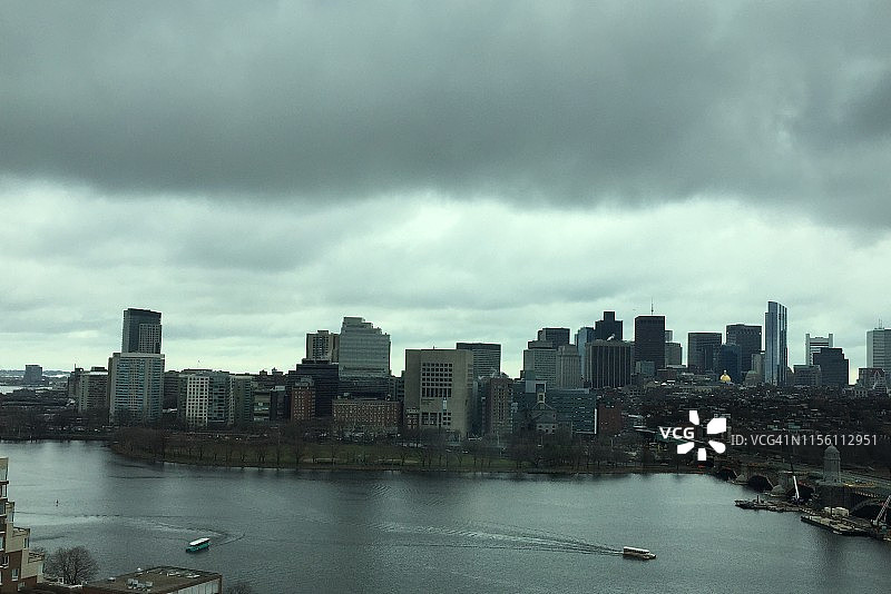 高角度拍摄的波士顿天际线图片素材