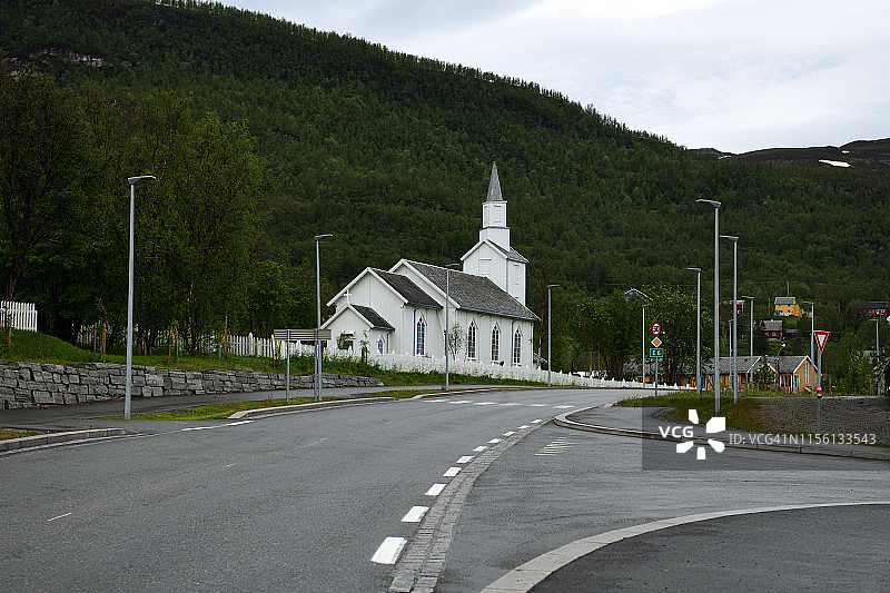 挪威北部塔维克教堂图片素材
