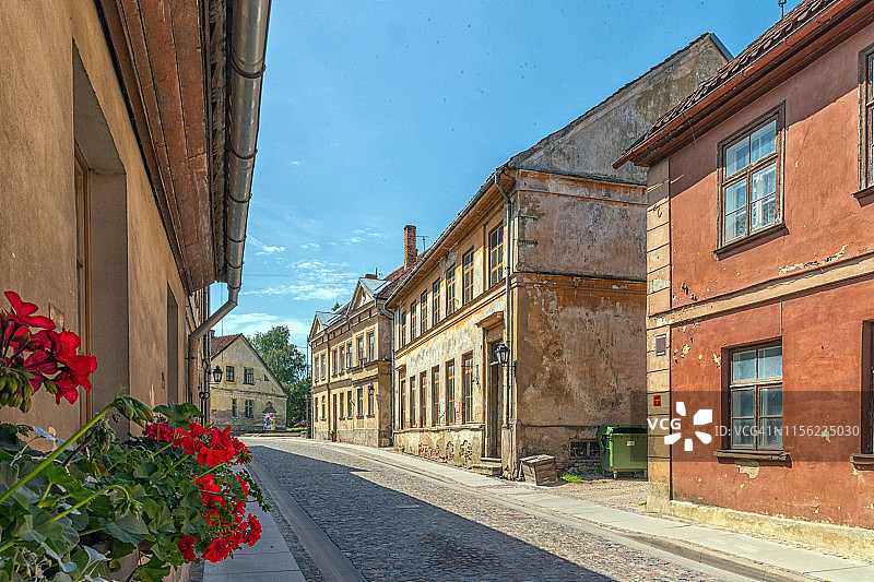 拉脱维亚库尔迪加街道上的建筑图片素材