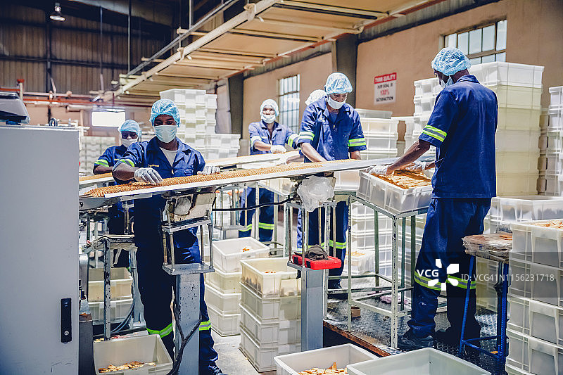 非洲饼干厂的生产线工人图片素材