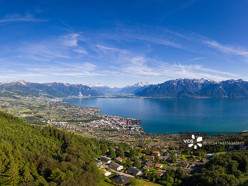 瑞士日内瓦湖鸟瞰图片素材