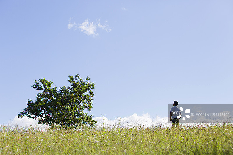 山丘上的男子图片素材