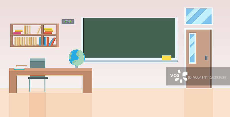 空无一人的学校教室内部扁平横向素材图片素材