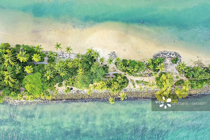 新加坡圣淘沙海滩鸟瞰图片素材